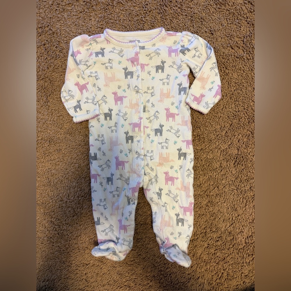 Carter's Pink and Gray Animal Print Footie
